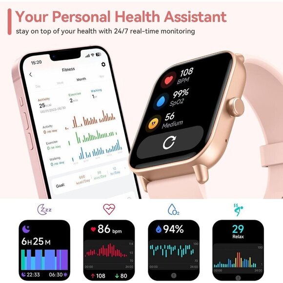 ? Aeac Smart Watch Women Pink Android & iPhone Bluetooth Call HD Fitness Watch main image 5